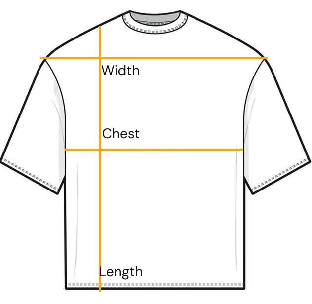 Tee size chart outline